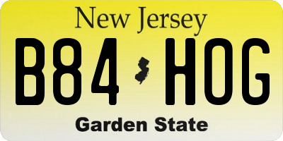 NJ license plate B84HOG