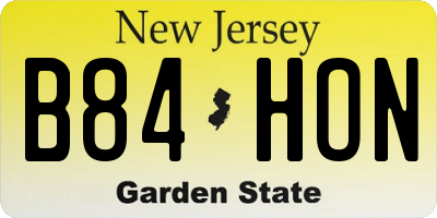 NJ license plate B84HON