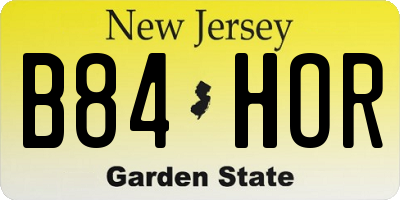 NJ license plate B84HOR