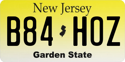 NJ license plate B84HOZ
