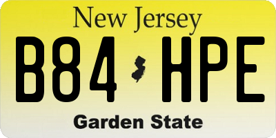 NJ license plate B84HPE