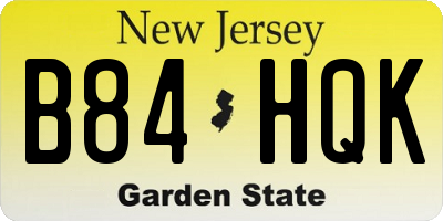 NJ license plate B84HQK