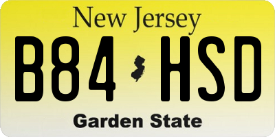 NJ license plate B84HSD