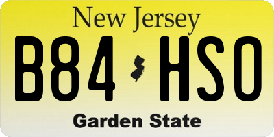 NJ license plate B84HSO