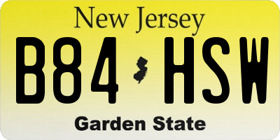 NJ license plate B84HSW