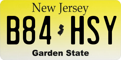NJ license plate B84HSY