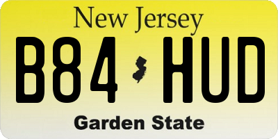 NJ license plate B84HUD