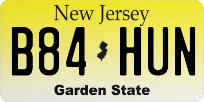 NJ license plate B84HUN