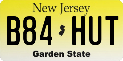 NJ license plate B84HUT