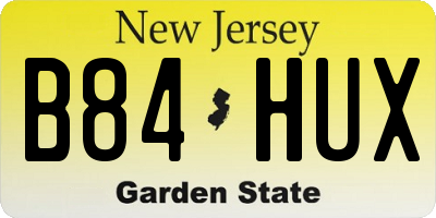NJ license plate B84HUX