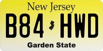 NJ license plate B84HWD