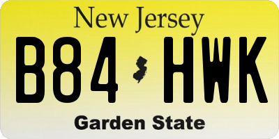 NJ license plate B84HWK