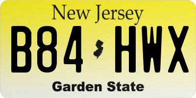 NJ license plate B84HWX