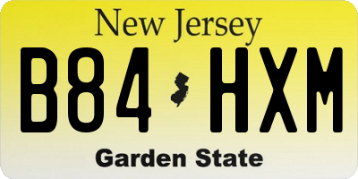 NJ license plate B84HXM