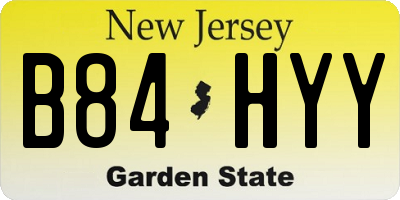 NJ license plate B84HYY