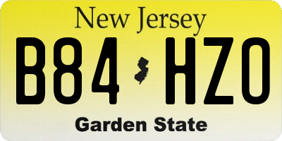 NJ license plate B84HZO