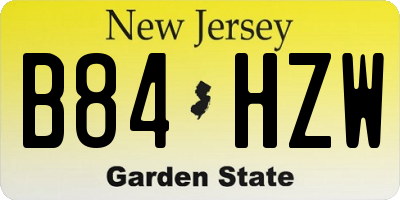 NJ license plate B84HZW
