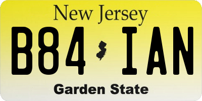 NJ license plate B84IAN