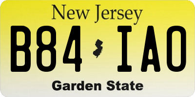 NJ license plate B84IAO