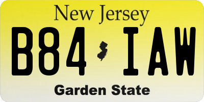 NJ license plate B84IAW