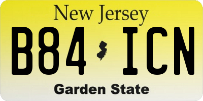 NJ license plate B84ICN