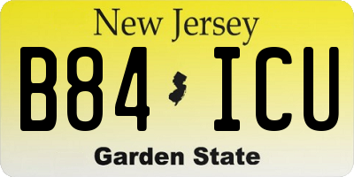 NJ license plate B84ICU