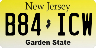 NJ license plate B84ICW
