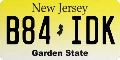 NJ license plate B84IDK