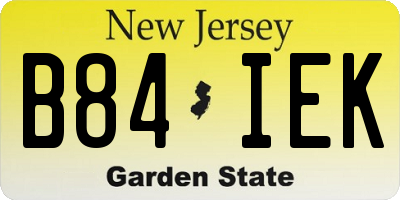 NJ license plate B84IEK