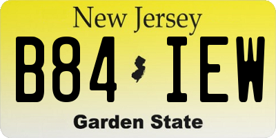 NJ license plate B84IEW
