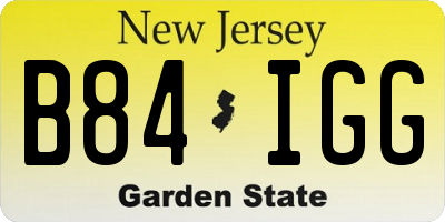 NJ license plate B84IGG
