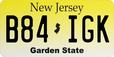 NJ license plate B84IGK