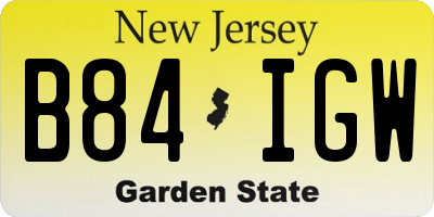 NJ license plate B84IGW