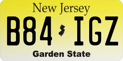 NJ license plate B84IGZ