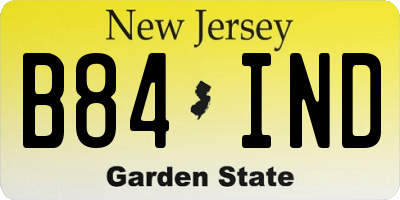 NJ license plate B84IND