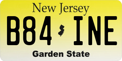 NJ license plate B84INE