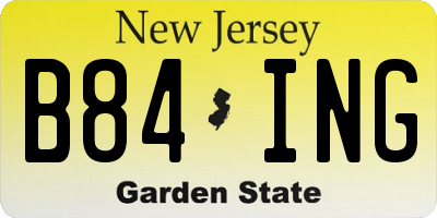NJ license plate B84ING