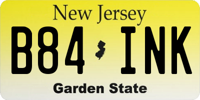NJ license plate B84INK