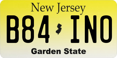 NJ license plate B84INO