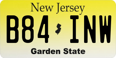 NJ license plate B84INW