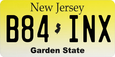 NJ license plate B84INX