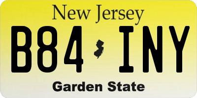 NJ license plate B84INY