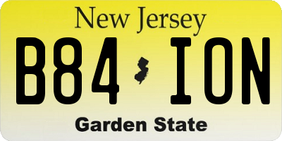 NJ license plate B84ION