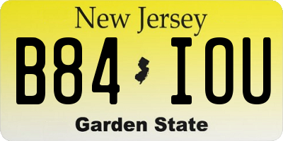 NJ license plate B84IOU