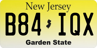 NJ license plate B84IQX
