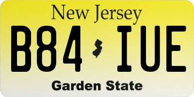NJ license plate B84IUE