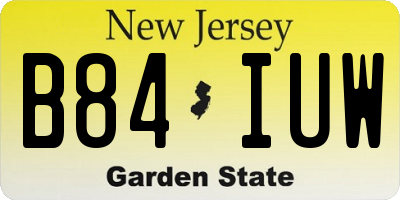 NJ license plate B84IUW