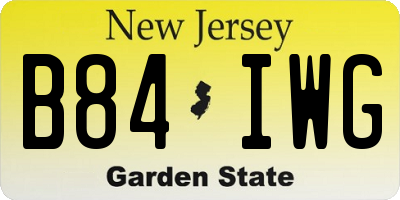 NJ license plate B84IWG