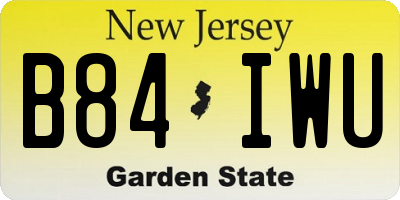 NJ license plate B84IWU