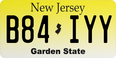 NJ license plate B84IYY